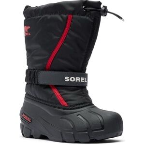 SOREL Kids Flurry Winter Snow Boots Black Red Toddler Size 9
